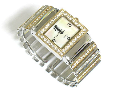 Crystal face and stick band bangle watch