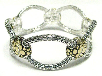 Casting metal hoop link stretch bracelet