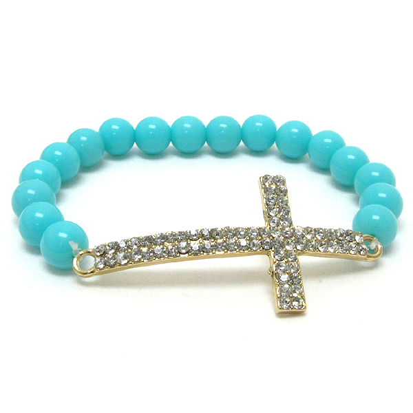 Crystal cross stretch bracelet
