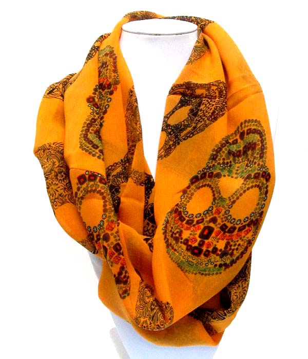 Skull or skeleton print infinity scarf