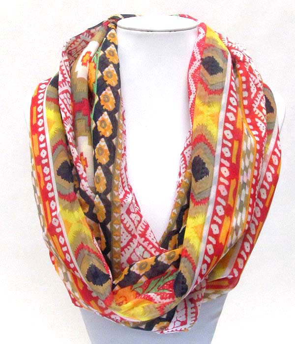 Folkloric pattern print infinity scarf