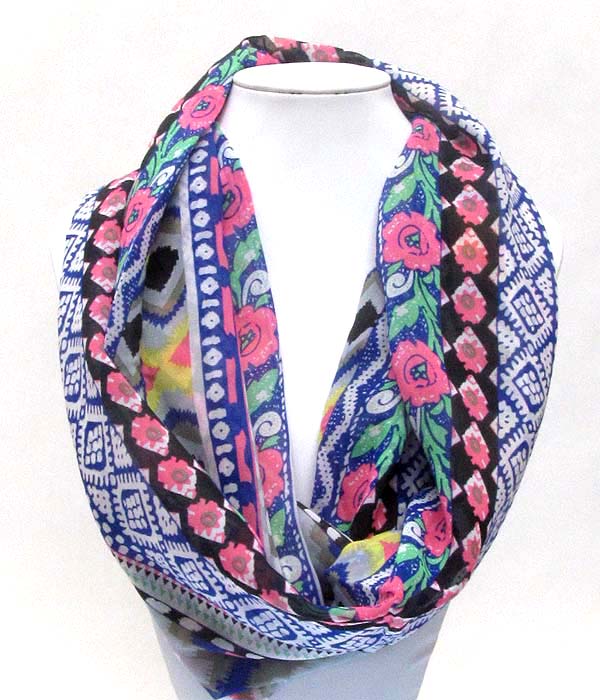 Folkloric pattern print infinity scarf