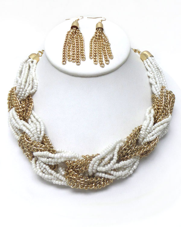 Twisted seed beads necklace set 