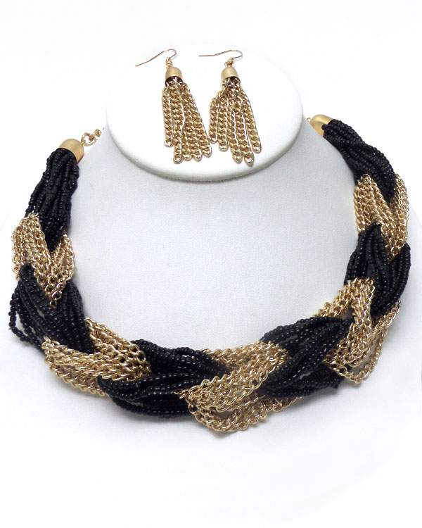 Twisted seed beads necklace set