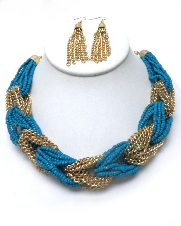 Twisted seed beads necklace set
