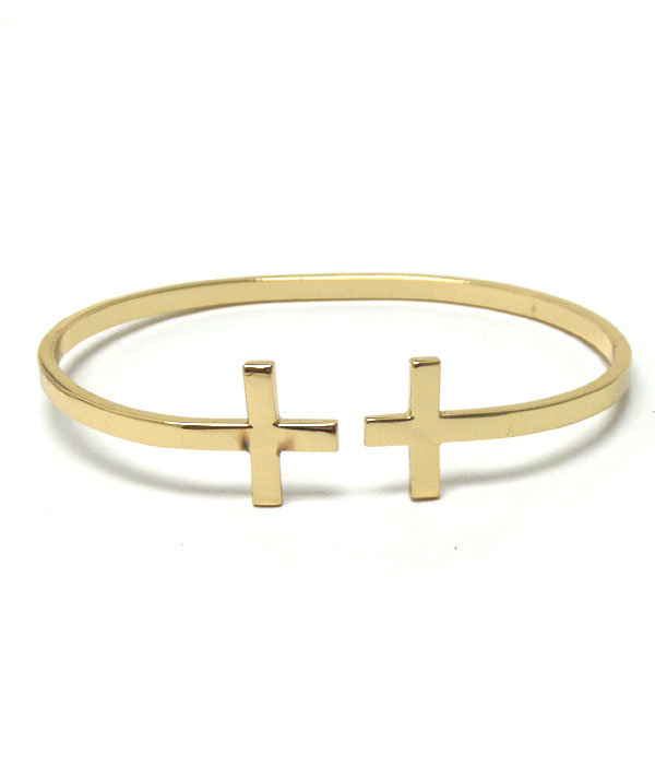 Double cross metal bracelet