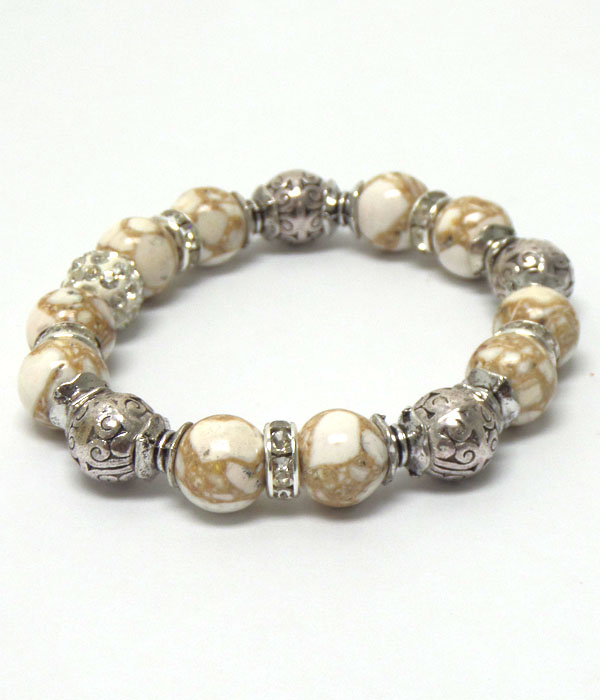 Stone and beads with crystals bracelet 