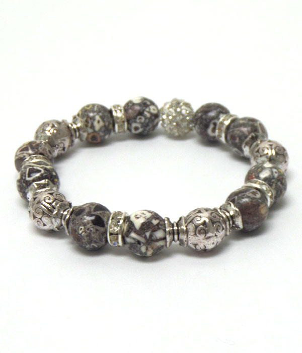 Stone and beads with crystals bracelet 