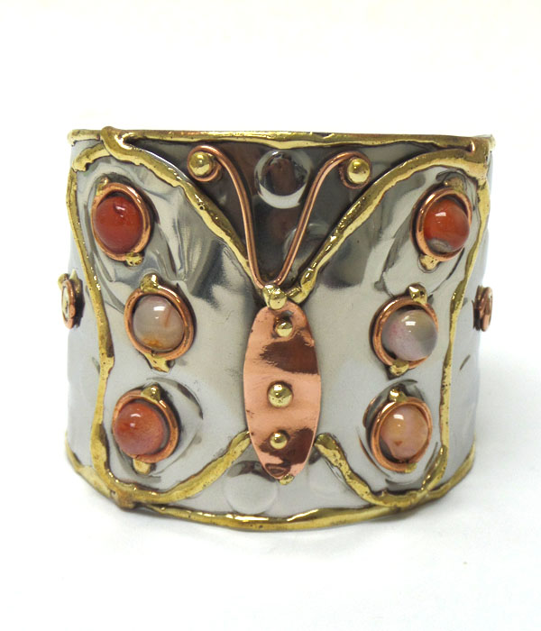 Handmade brass metal butterfly cuff bracelet
