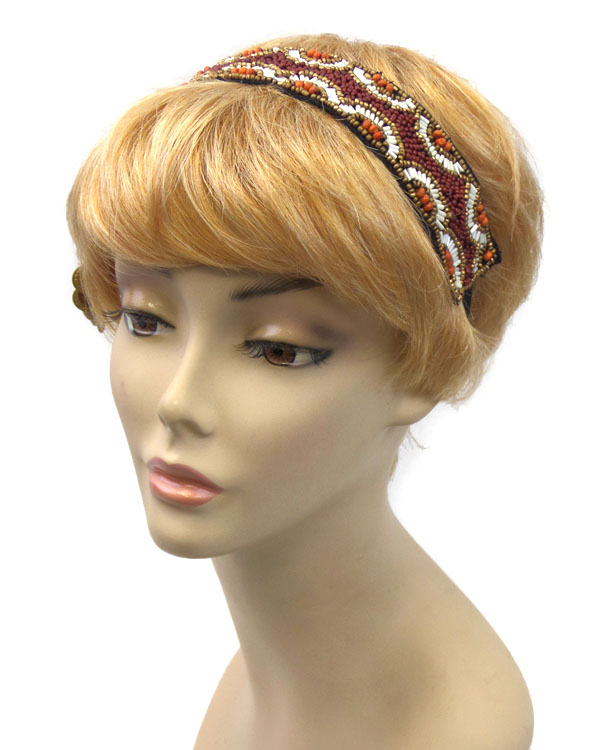 Handmade seed beads headband
