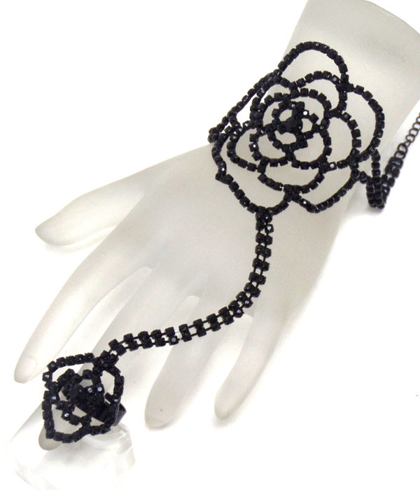 Linked rose with ring and bracelet set