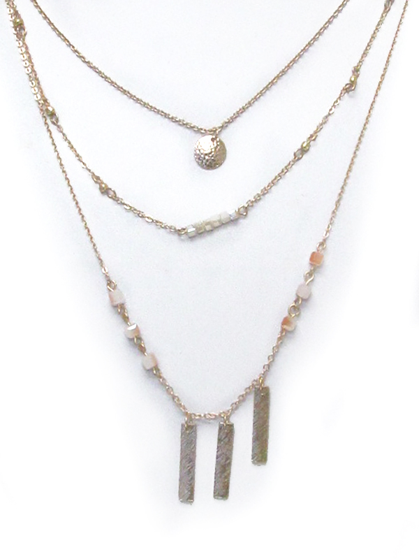 Bohemian style triple layer bead accent necklace set