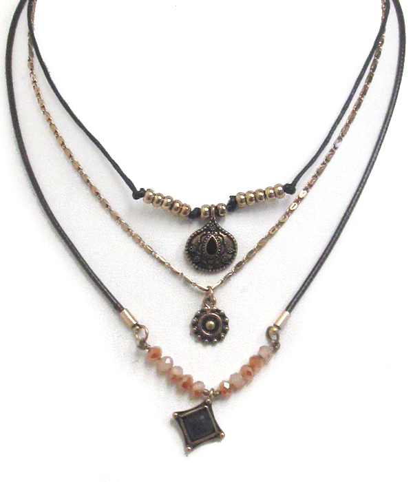 Bohemian style three individual necklace set
