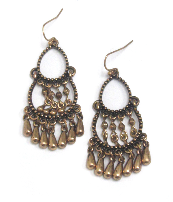 Multi metal bead drop earring