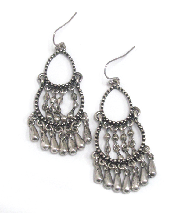 Multi metal bead drop earring