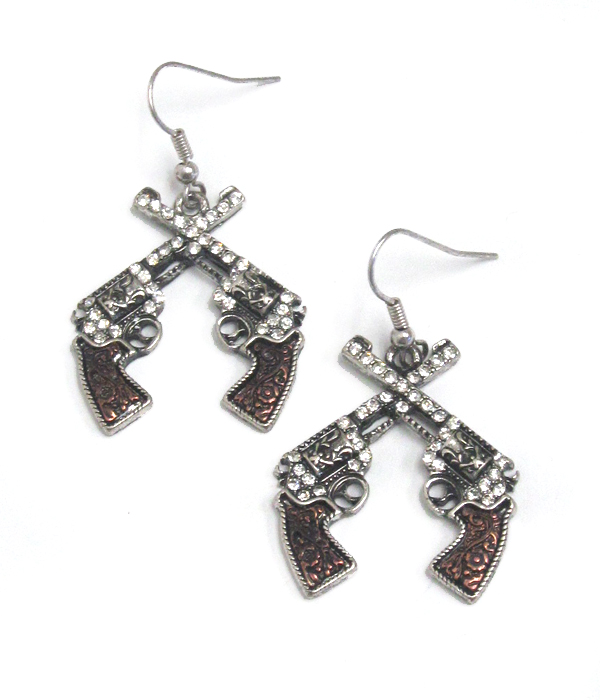 Double gun crystal earring