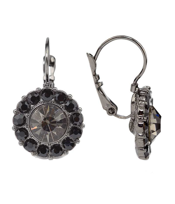 Facet glass and crystal french clip earring