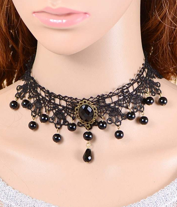 Handmade retro gothic steampunk lace chocker necklace