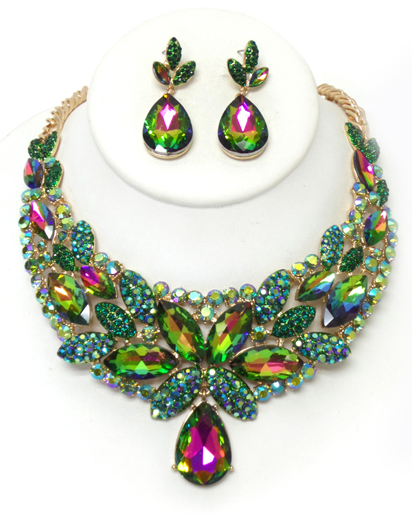 Luxury class victorian style and austrian crystal party necklace earring set