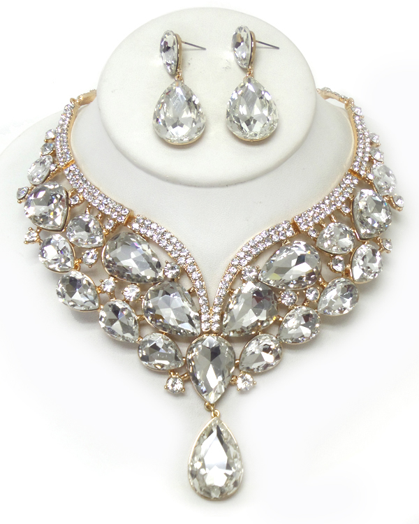 Luxury class victorian style and austrian crystal party necklace earring set