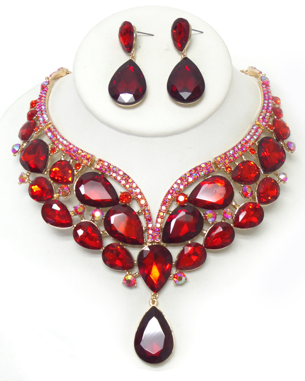 Luxury class victorian style and austrian crystal party necklace earring set