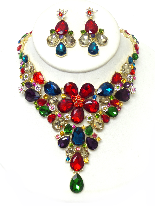 Luxury class victorian style and austrian crystal party necklace earring set