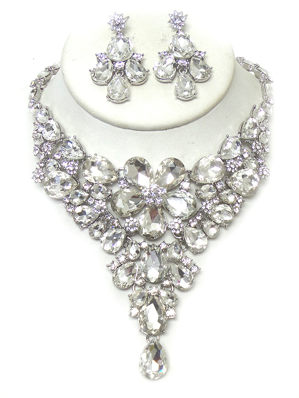 Luxury class victorian style and austrian crystal party necklace earring set