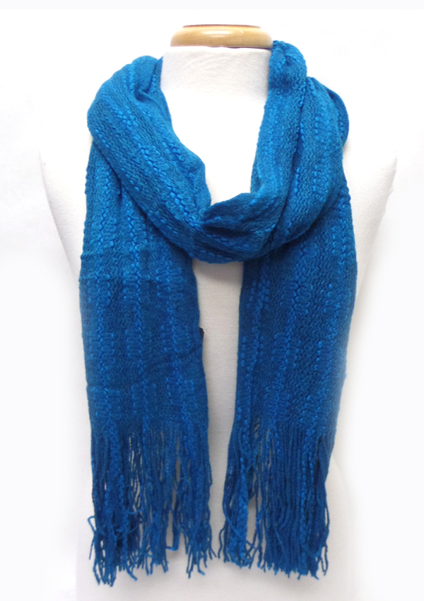 Fringe trim knit scarf
