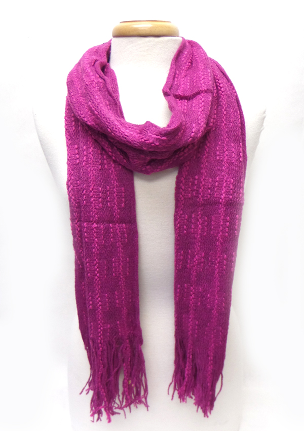 Fringe trim knit scarf