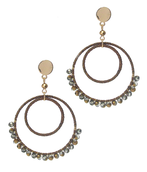 Facet glass double hoop earring