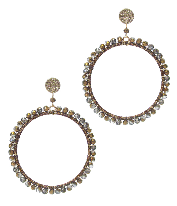 FACET GLASS HOOP EARRING