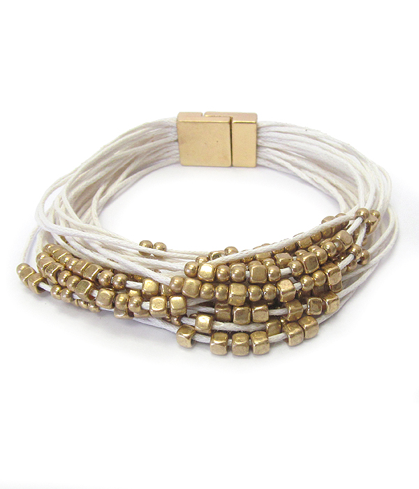 MULTI CORD AND METAL BEAD MAGNETIC BRACELET