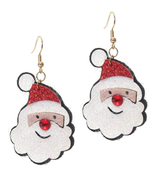CHRISTMAS THEME GLITTERING EARRING - SANTA