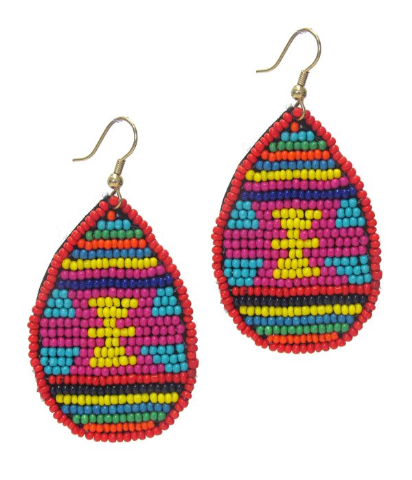 HANDMADE SEEDBEAD TEARDROP EARRING