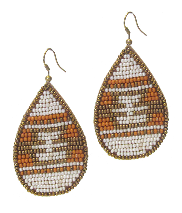 HANDMADE SEEDBEAD TEARDROP EARRING