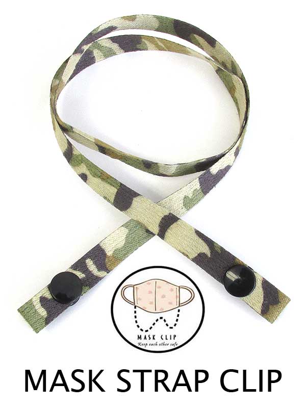 Mask loss prevention strap clip - camouflage