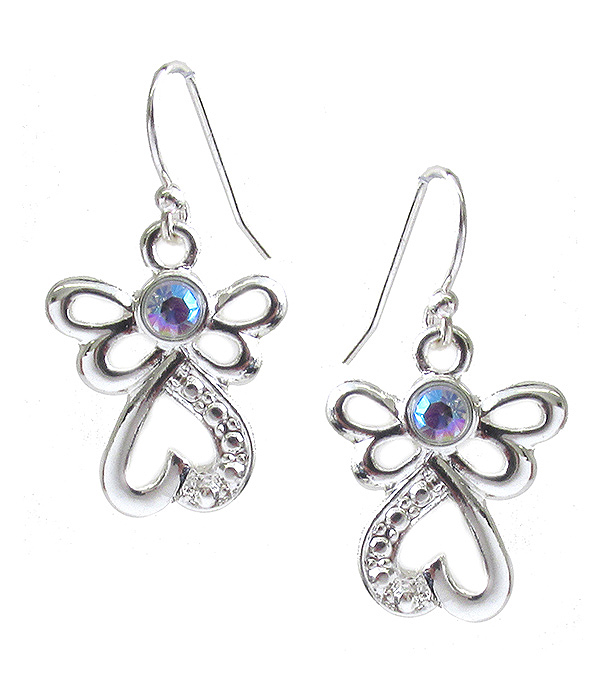 CRYSTAL CENTER GUARDIAN ANGEL EARRING