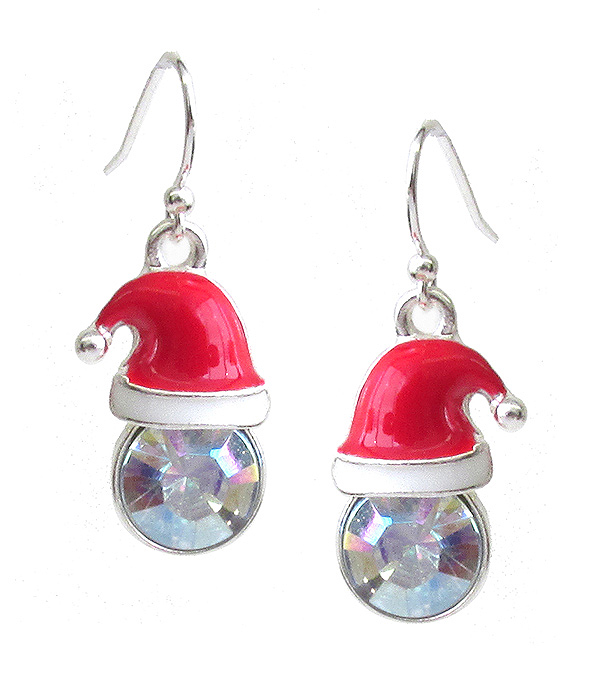CHRISTMAS THEME EPOXY SANTA HAT EARRING