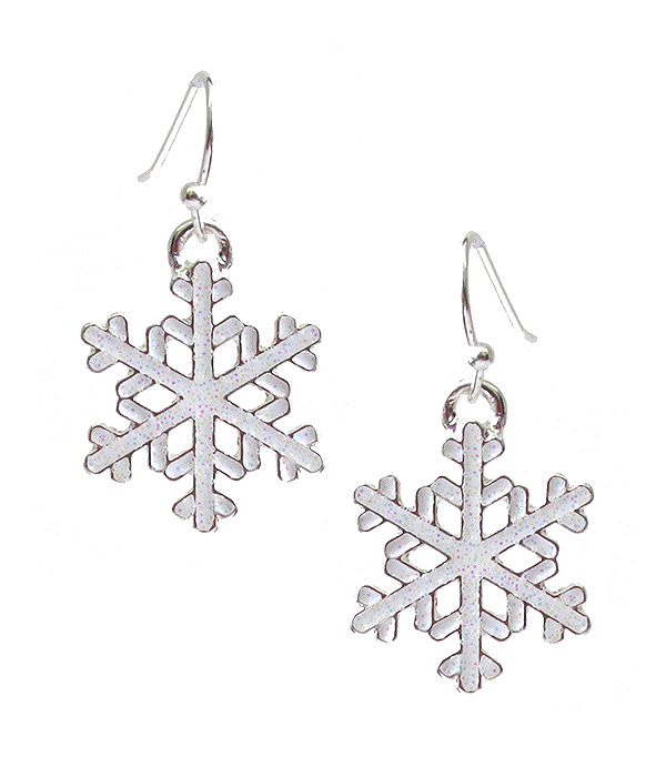 CHRISTMAS THEME EPOXY SNOWFLAKE EARRING