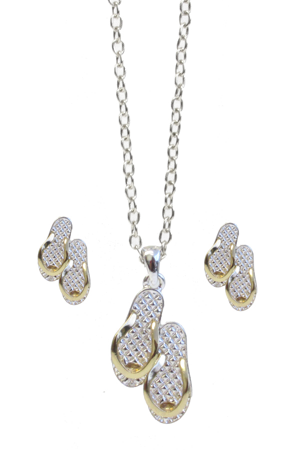 FLIPFLOP PENDANT NECKLACE EARRING SET