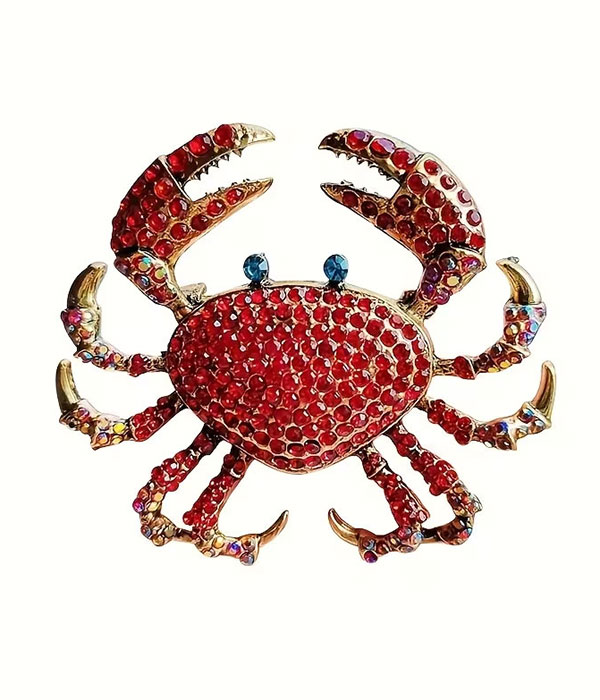 Rhinestone crab brooch