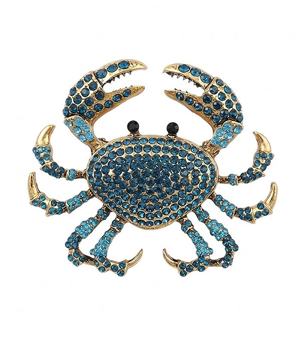 Rhinestone crab brooch