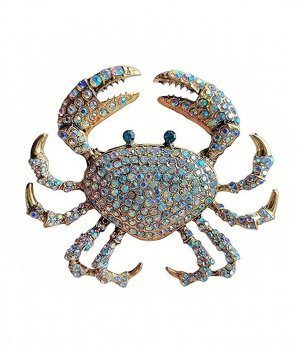 Rhinestone crab brooch
