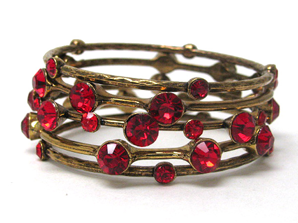 Multi size crystal deco mixed metal bangle set of 5