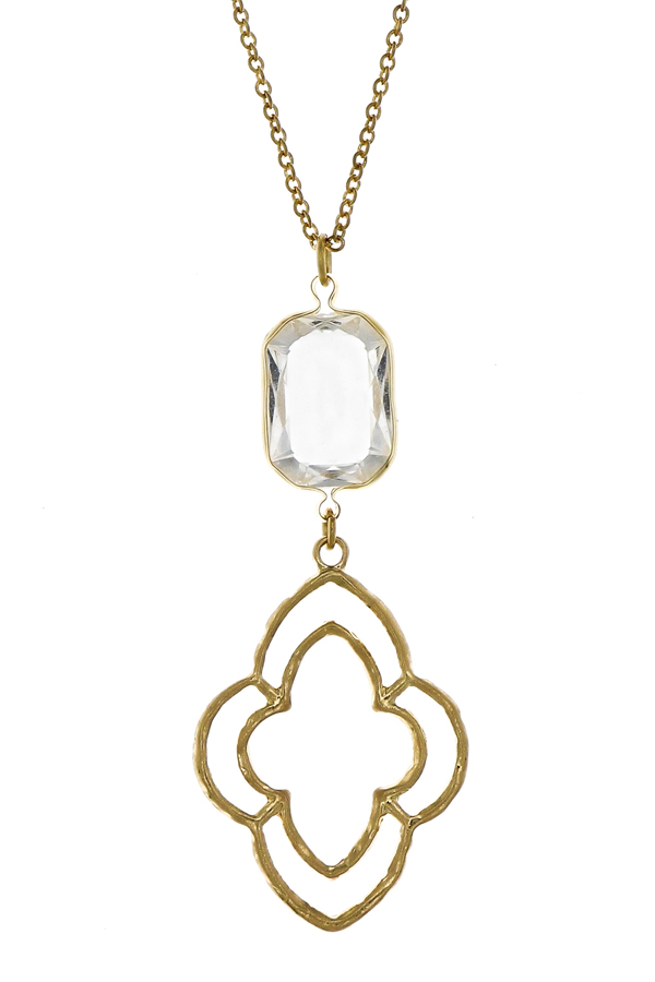 Facet stone and moroccan pendant necklace