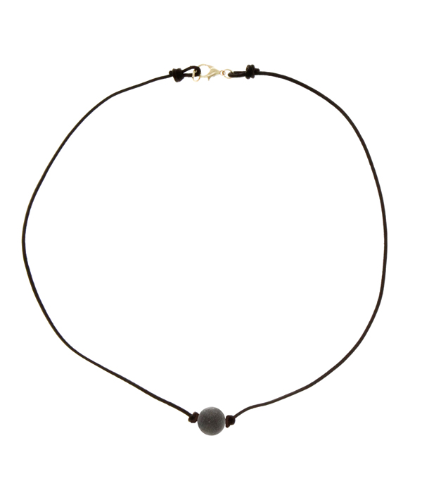 Hand knotted leather and genuine stone choker necklace