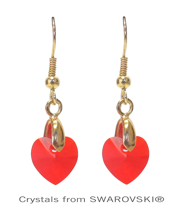 GENUINE SWAROVSKI CRYSTAL SEMPLICE HEART EARRING - HANDCRAFTED IN THE USA - valentine