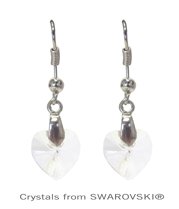 GENUINE SWAROVSKI CRYSTAL SEMPLICE HEART EARRING - HANDCRAFTED IN THE USA