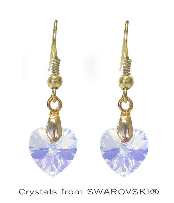 GENUINE SWAROVSKI CRYSTAL SEMPLICE HEART EARRING - HANDCRAFTED IN THE USA