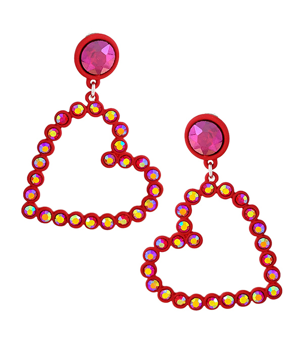Valentines day theme crystal heart earring